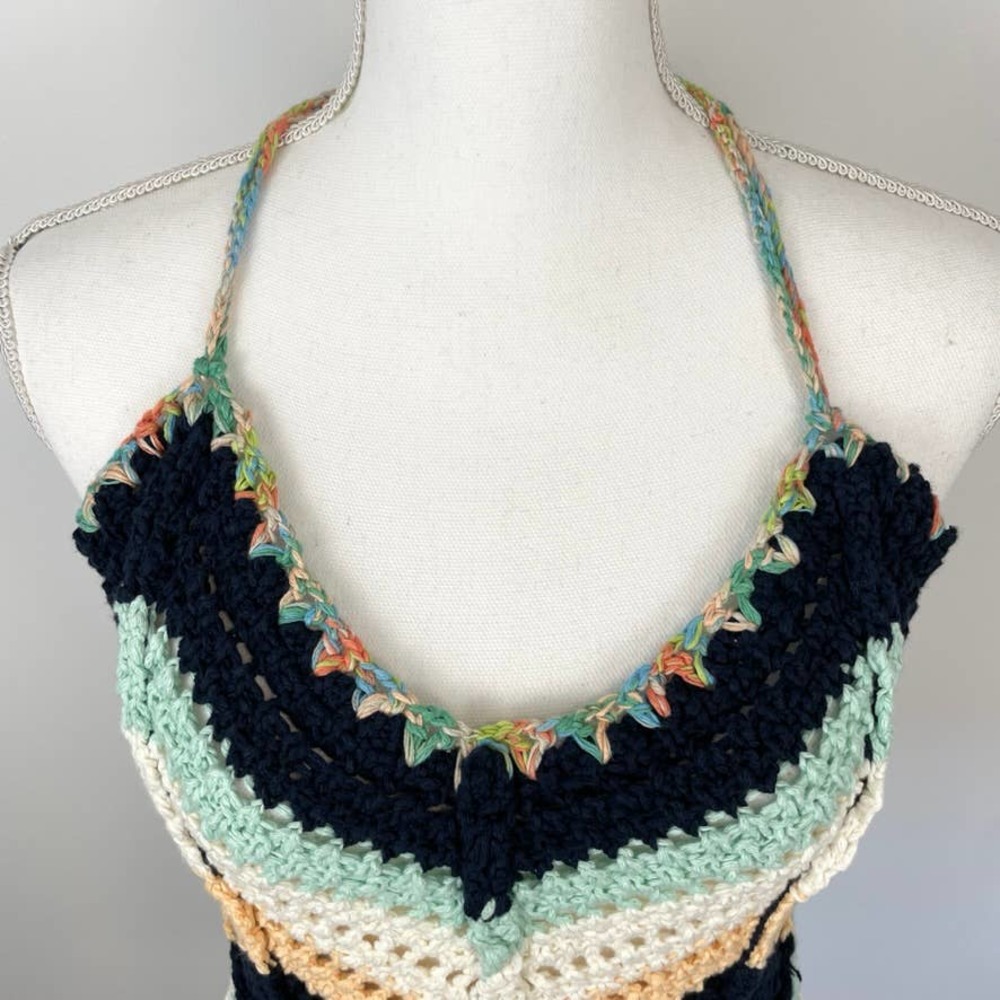 Free People Crochet Chevron Swim Up Tank Top In Summer Breeze XS - Picture 5 of 14